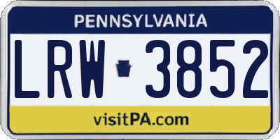 PA license plate LRW3852