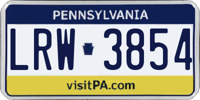 PA license plate LRW3854