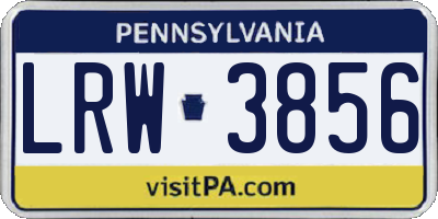 PA license plate LRW3856
