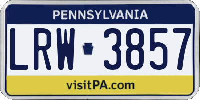 PA license plate LRW3857