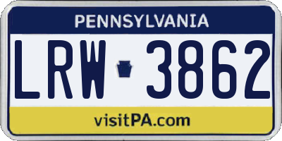 PA license plate LRW3862