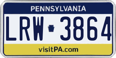 PA license plate LRW3864