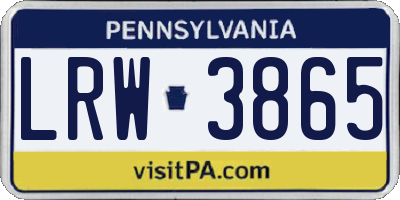 PA license plate LRW3865