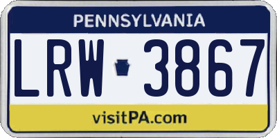PA license plate LRW3867