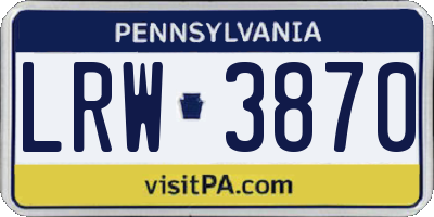 PA license plate LRW3870
