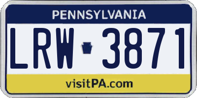 PA license plate LRW3871