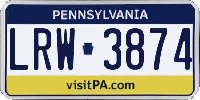 PA license plate LRW3874