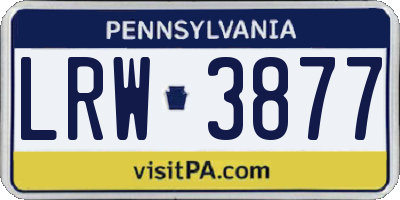 PA license plate LRW3877