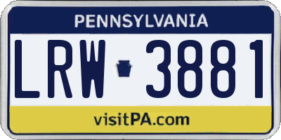 PA license plate LRW3881