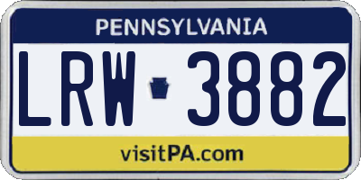PA license plate LRW3882