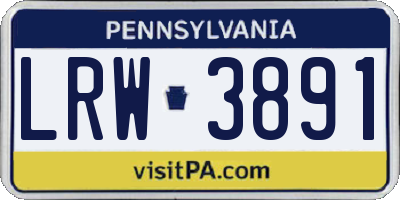 PA license plate LRW3891