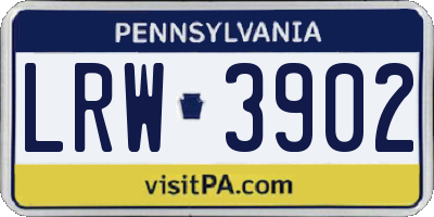 PA license plate LRW3902
