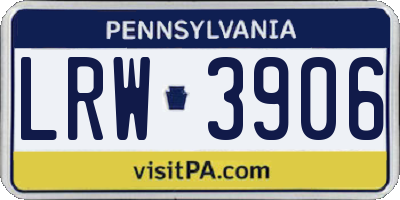 PA license plate LRW3906