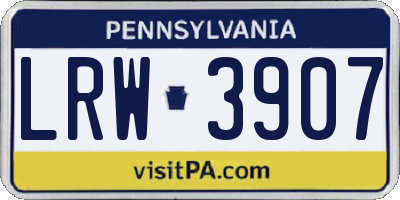 PA license plate LRW3907