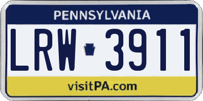 PA license plate LRW3911