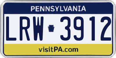 PA license plate LRW3912
