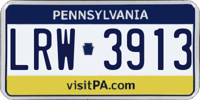 PA license plate LRW3913