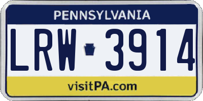PA license plate LRW3914
