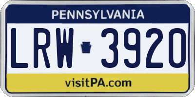 PA license plate LRW3920