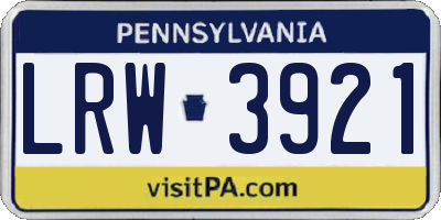 PA license plate LRW3921