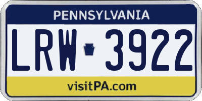 PA license plate LRW3922