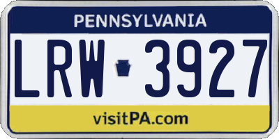 PA license plate LRW3927