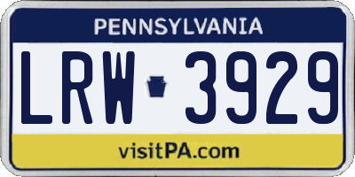 PA license plate LRW3929