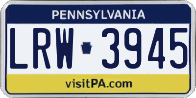 PA license plate LRW3945