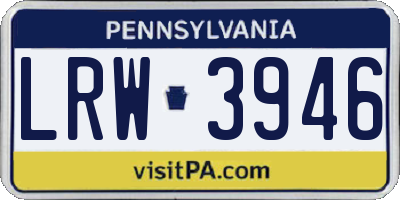 PA license plate LRW3946