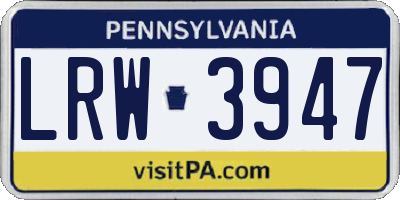 PA license plate LRW3947