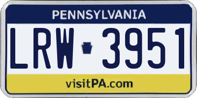 PA license plate LRW3951
