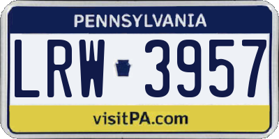 PA license plate LRW3957