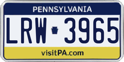 PA license plate LRW3965