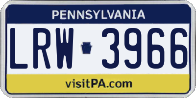 PA license plate LRW3966