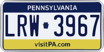 PA license plate LRW3967