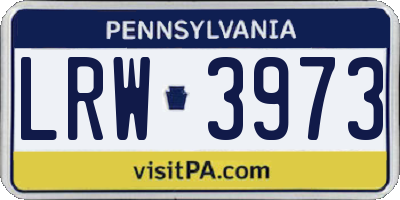 PA license plate LRW3973