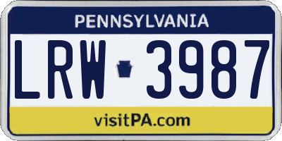 PA license plate LRW3987
