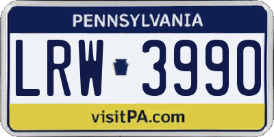 PA license plate LRW3990