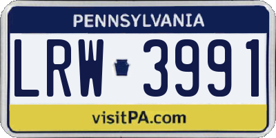 PA license plate LRW3991