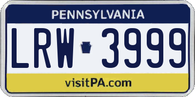 PA license plate LRW3999