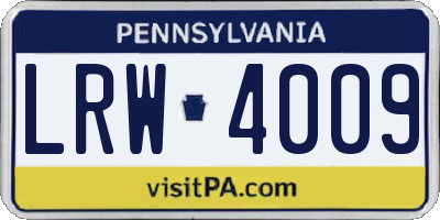 PA license plate LRW4009