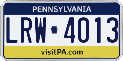 PA license plate LRW4013