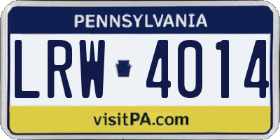 PA license plate LRW4014