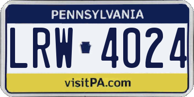 PA license plate LRW4024