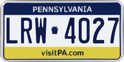 PA license plate LRW4027
