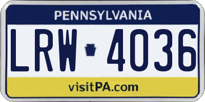 PA license plate LRW4036