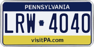 PA license plate LRW4040