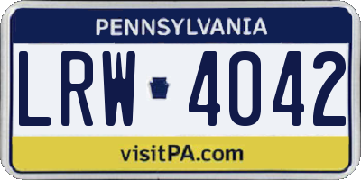 PA license plate LRW4042
