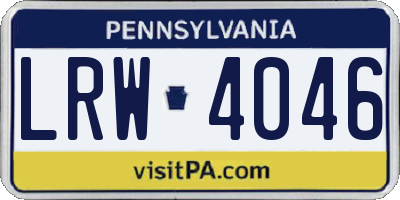 PA license plate LRW4046