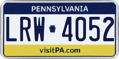 PA license plate LRW4052